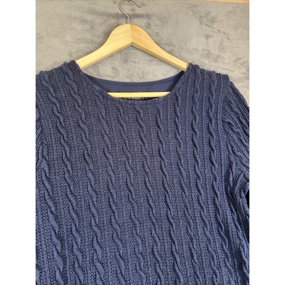 Suzanne Betro Sweater Size Small Navy Cable Knit Layered Tunic Preppy NEW - Picture 3 of 11